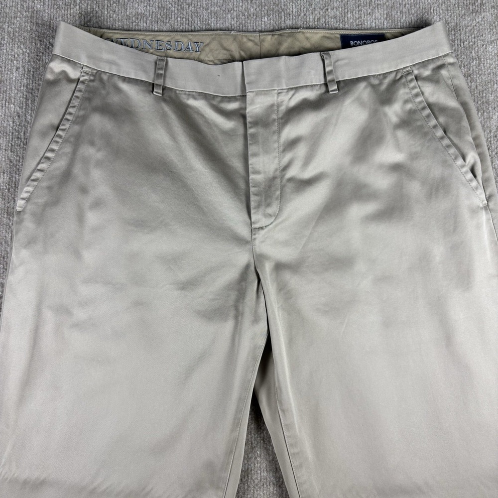 Bonobos Wednesday Straight Khaki Chino Pants Men's 36x32 Beige Cotton
